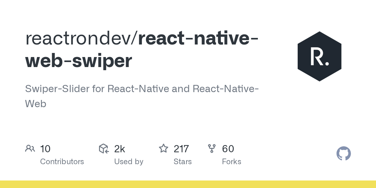 GitHub reactrondev/reactnativewebswiper SwiperSlider for React