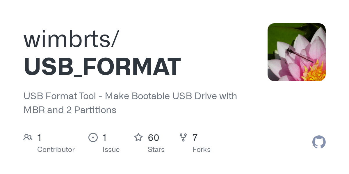 GitHub wimbrts/USB_FORMAT USB Format Tool Make Bootable USB Drive