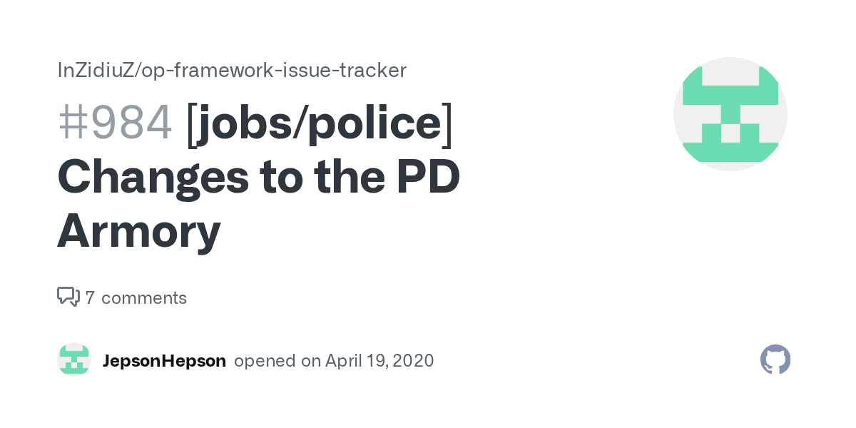 [jobs/police] Changes to the PD Armory · Issue 984 · InZidiuZ/op