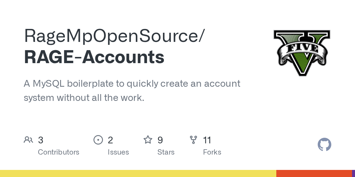 GitHub RageMpOpenSource/RAGEAccounts A MySQL boilerplate to quickly