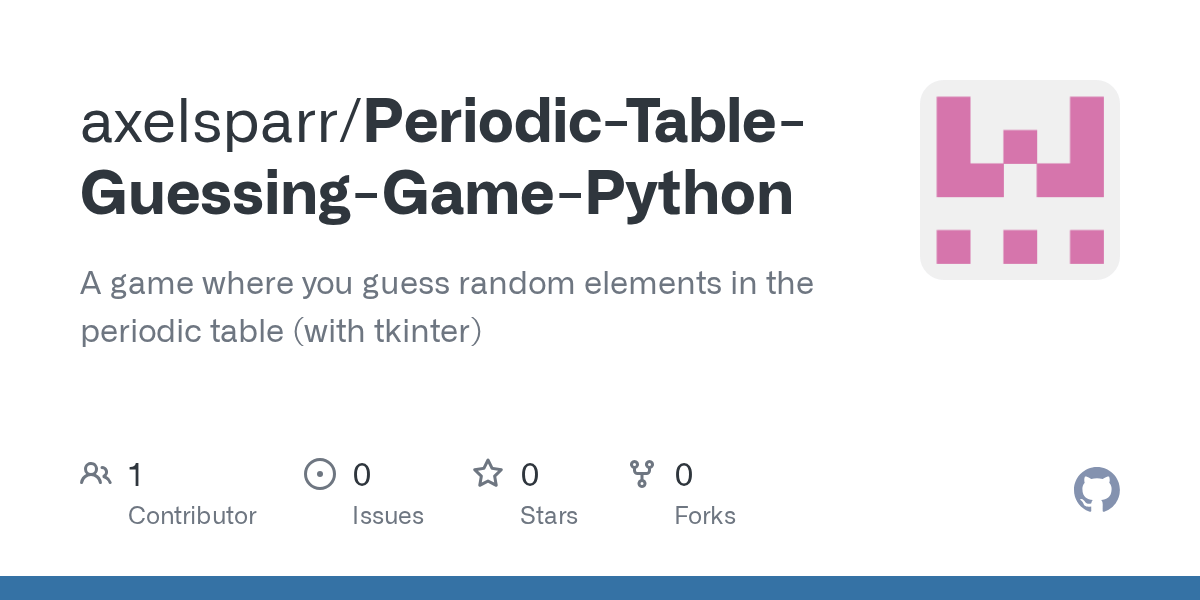 GitHub naynasa/PeriodicTableGuessingGamePython A game where you guess random elements in