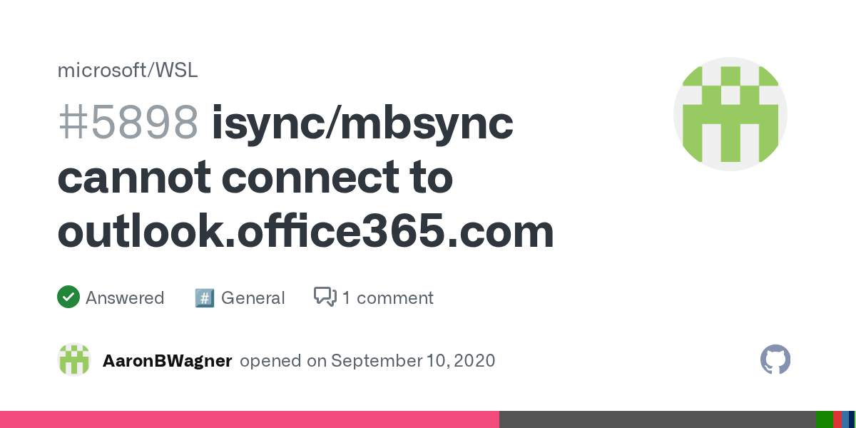 isync/mbsync cannot connect to · microsoft WSL