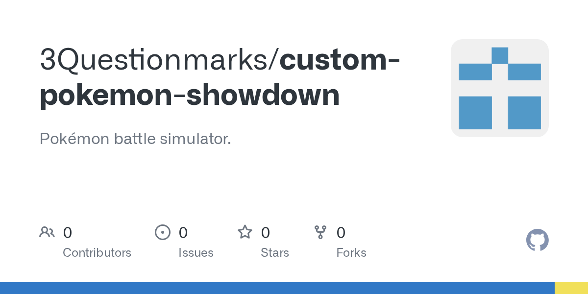GitHub 3Questionmarks/custompokemonshowdown Pokémon battle simulator.