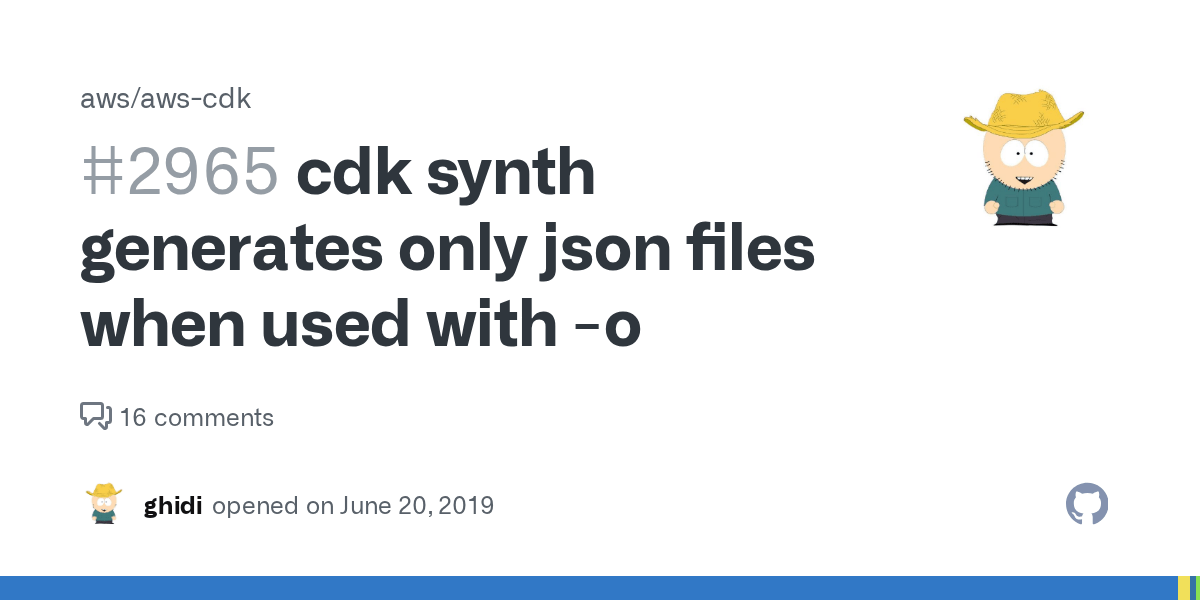 cdk synth generates only json files when used with o · Issue 2965 · aws/awscdk · GitHub