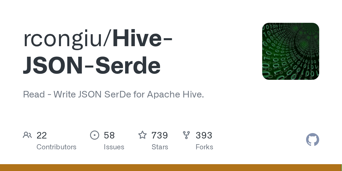 GitHub rcongiu/HiveJSONSerde Read Write JSON SerDe for Apache Hive.