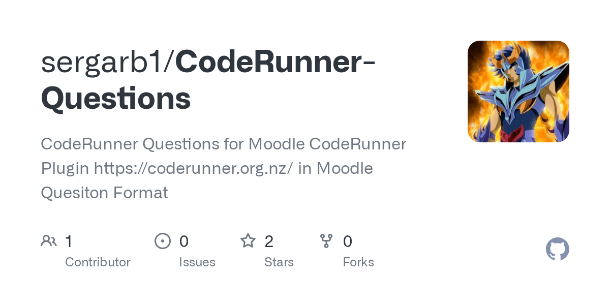 GitHub sergarb1/CodeRunnerQuestions CodeRunner Questions for Moodle