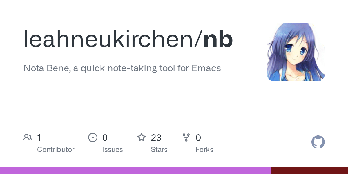 GitHub leahneukirchen/nb Nota Bene, a quick notetaking tool for Emacs
