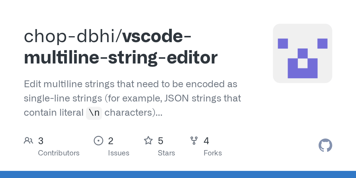 GitHub chopdbhi/vscodemultilinestringeditor Edit multiline