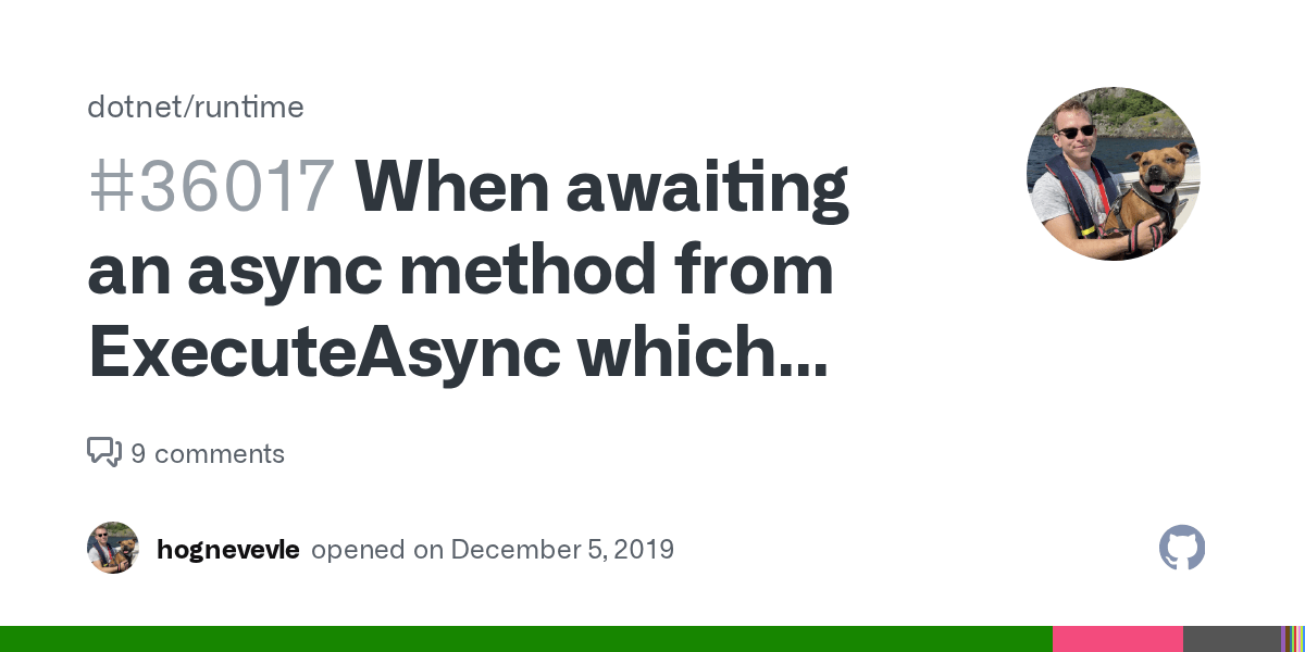 When awaiting an async method from ExecuteAsync which throws an