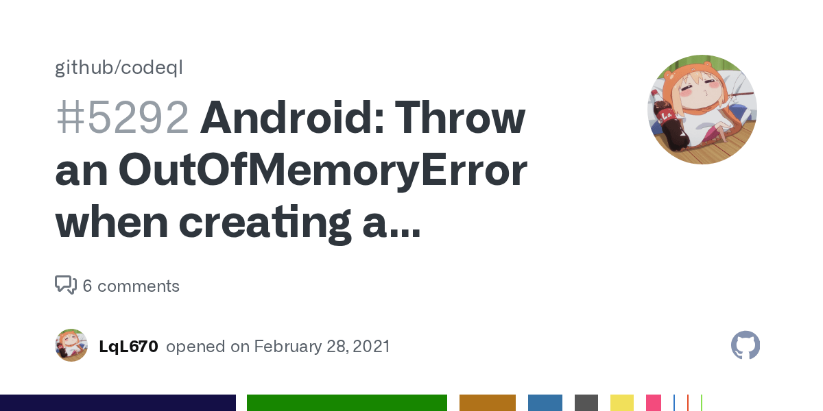 Android Throw an OutOfMemoryError when creating a database · Issue