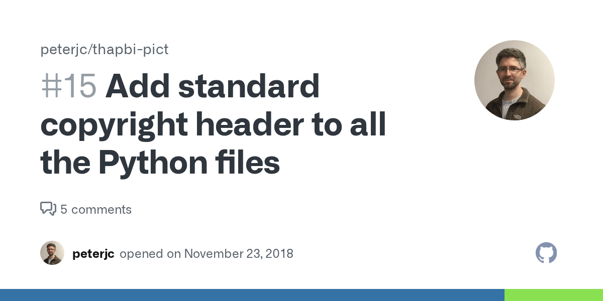 Add standard copyright header to all the Python files · Issue 15