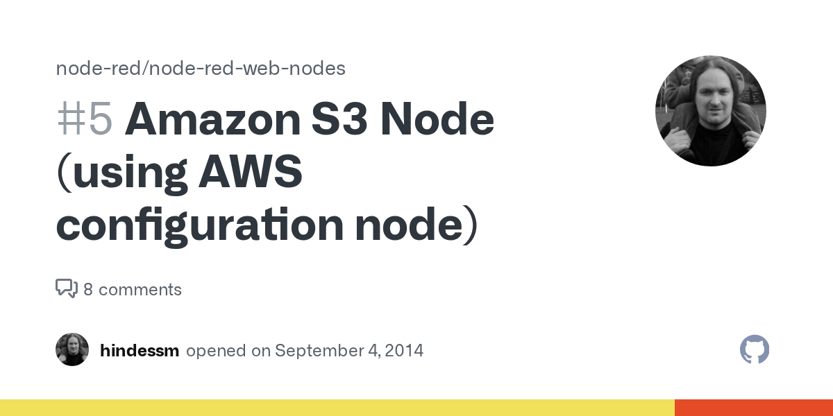Amazon S3 Node (using AWS configuration node) · Issue 5 · nodered