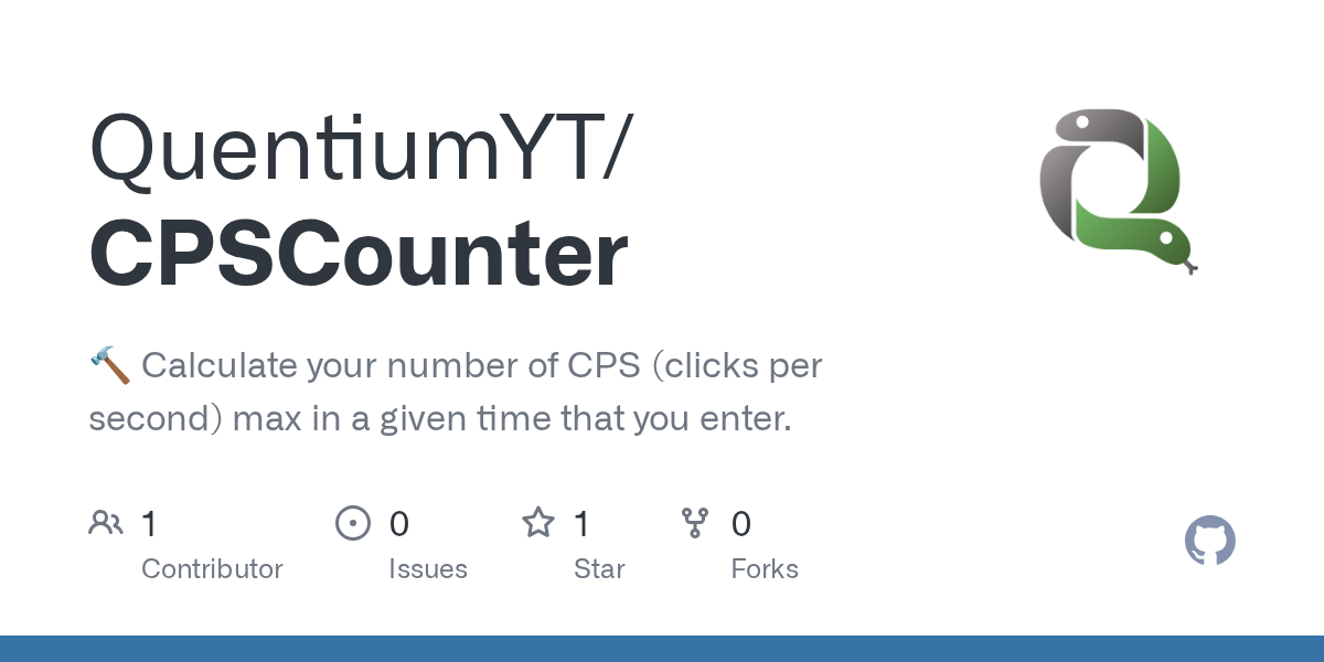 GitHub QuentiumYT/CPSCounter Calculate your number of CPS (clicks