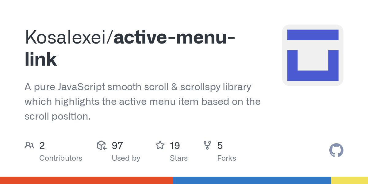 GitHub Kosalexei/activemenulink A pure JavaScript smooth scroll