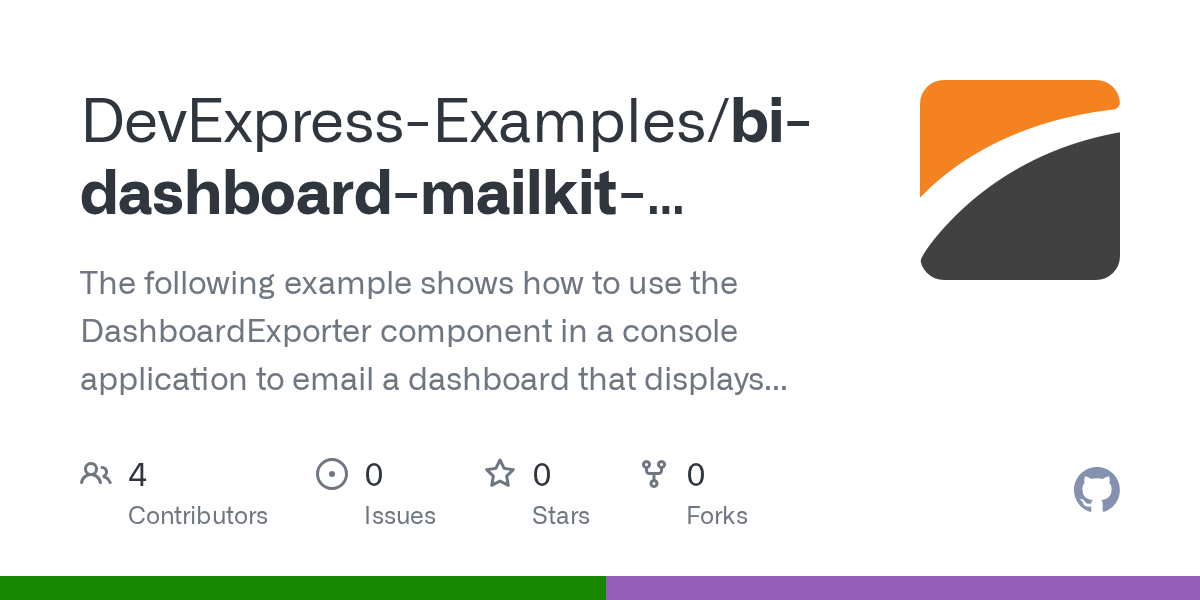 GitHub DevExpressExamples/bidashboardmailkitexportconsoleapp The following example
