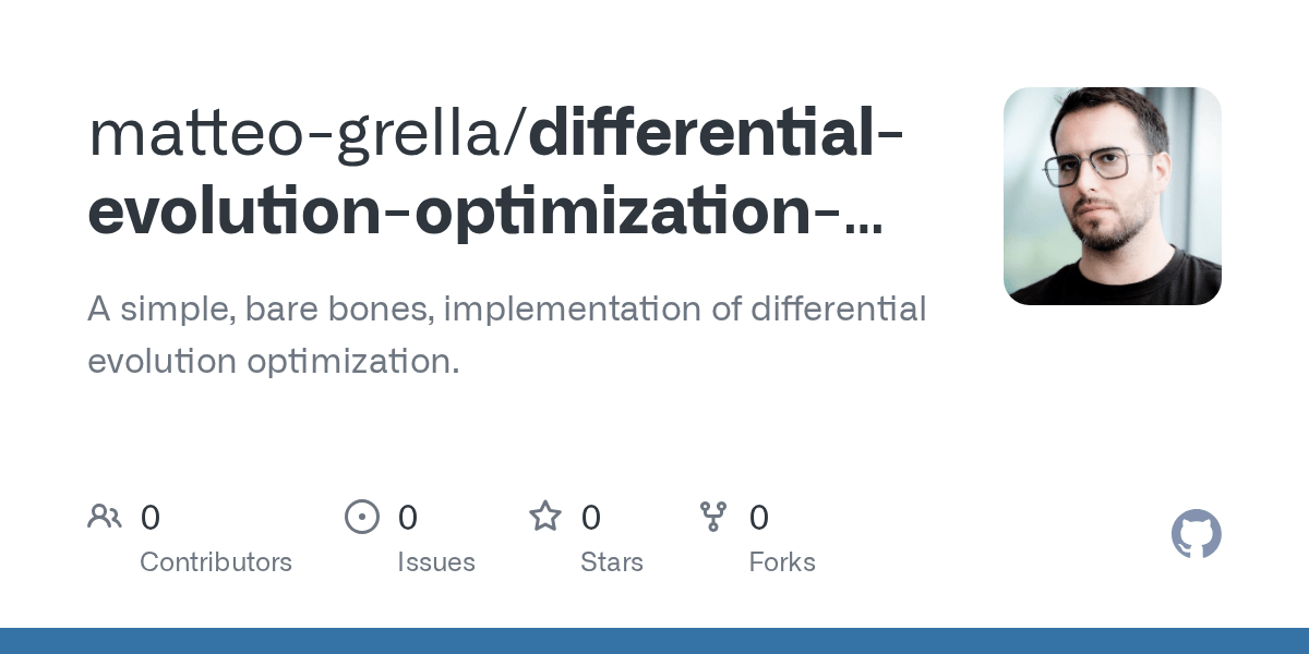 GitHub matteogrella/differentialevolutionoptimizationwithpython