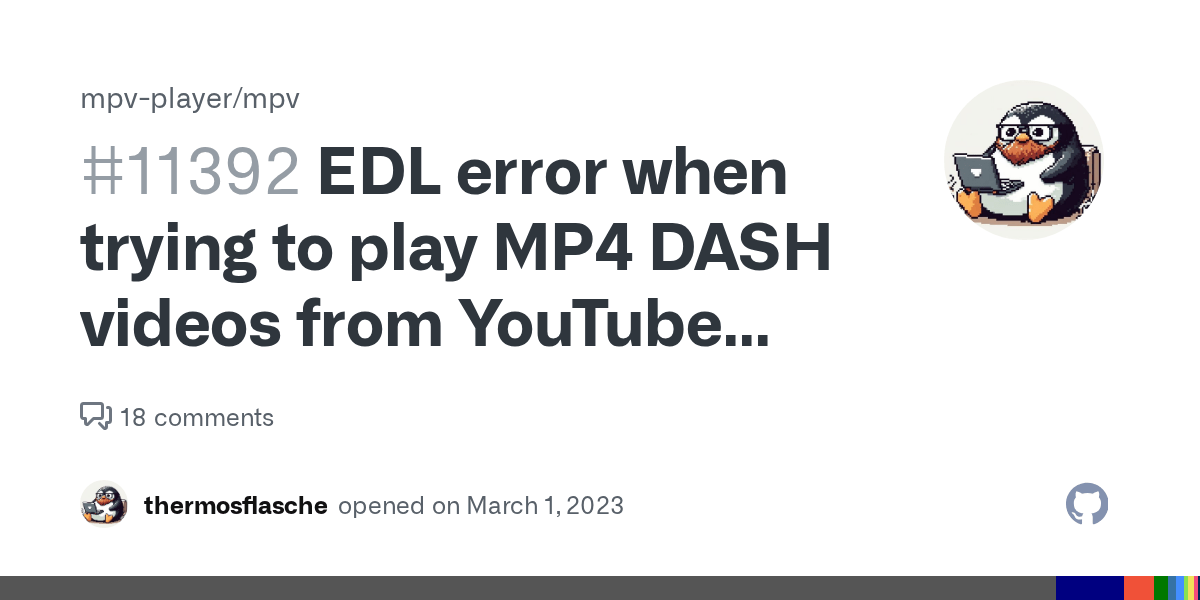 EDL error when trying to play MP4 DASH videos from YouTube with ytdlp