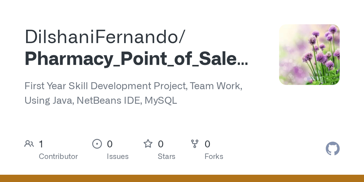 GitHub DilshaniFernando/Pharmacy_Point_of_Sales_System First Year