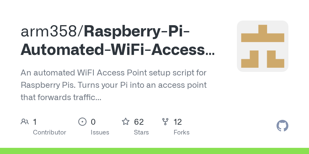 GitHub arm358/RaspberryPiAutomatedWiFiAccessPoint An automated