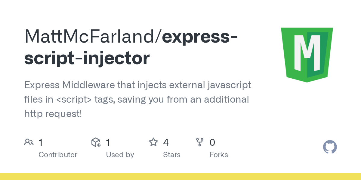 GitHub MattMcFarland/expressscriptinjector Express Middleware that