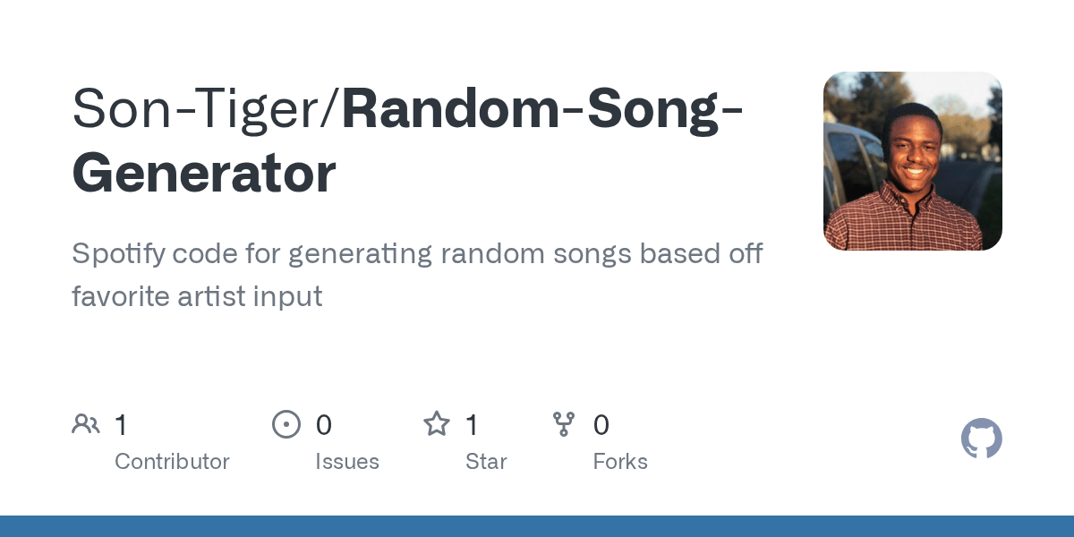 GitHub SonTiger/RandomSongGenerator Spotify code for generating