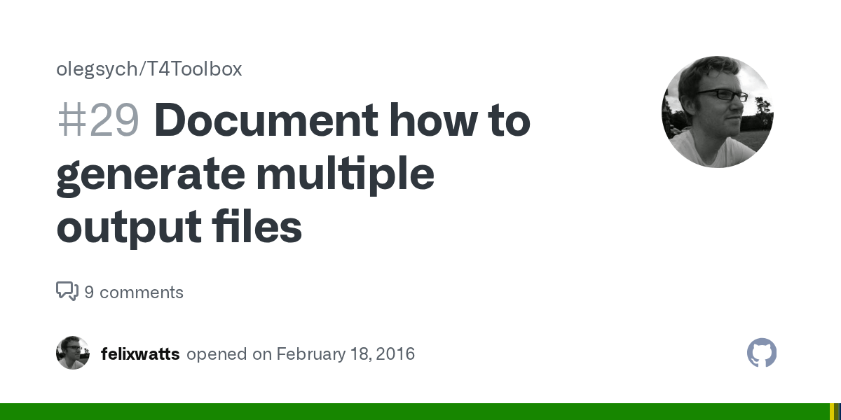 Document how to generate multiple output files · Issue 29 · olegsych