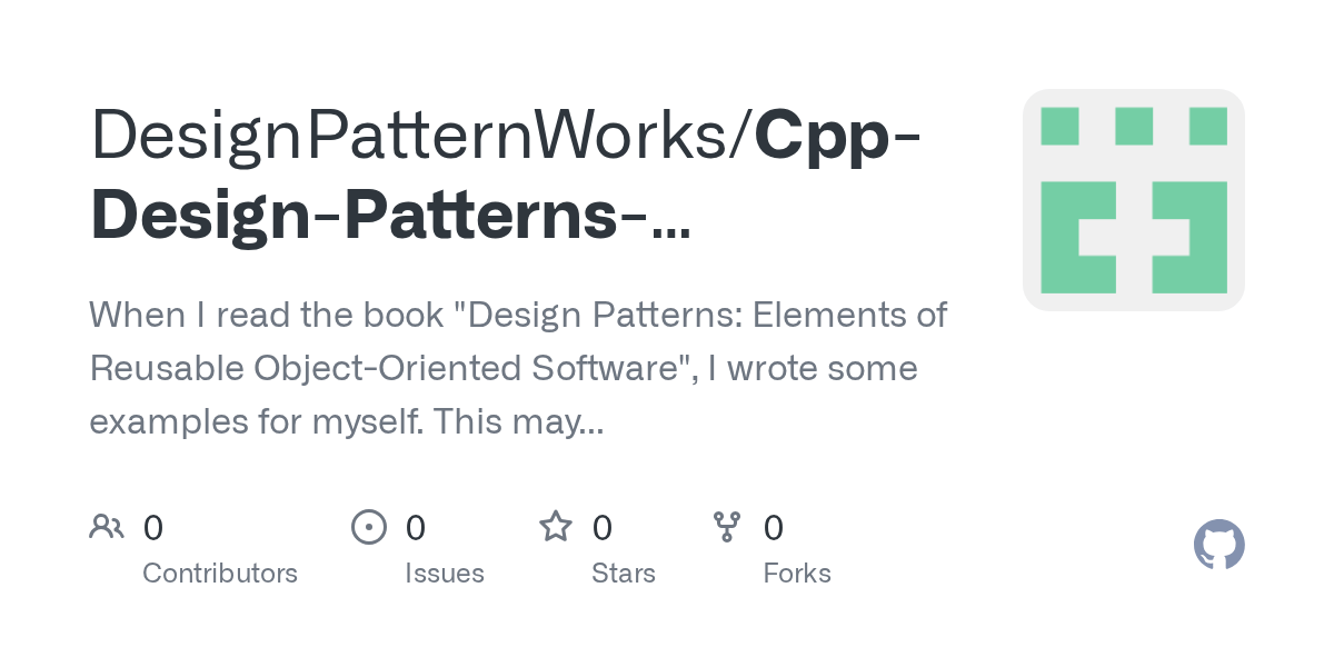 GitHub DesignPatternWorks/CppDesignPatternsExamplesGO4Gangof
