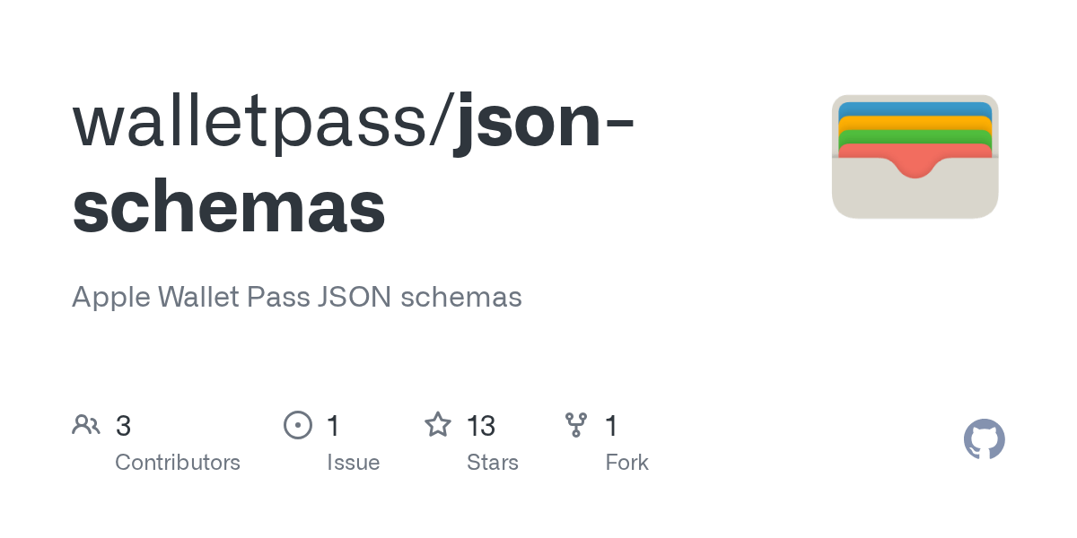 GitHub walletpass/jsonschemas Apple Wallet Pass JSON schemas
