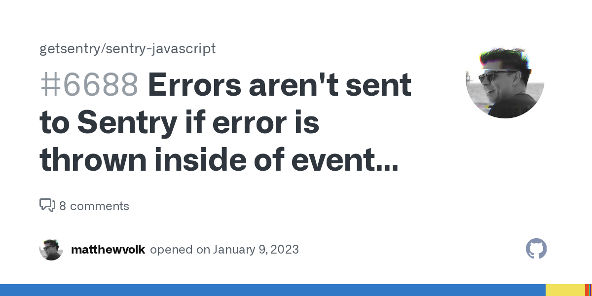 Errors aren't sent to Sentry if error is thrown inside of event