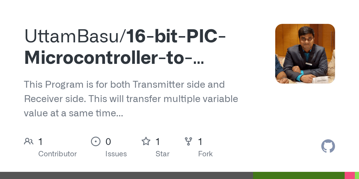 GitHub UttamBasu/16bitPICMicrocontrollertoArduinoMultipleData