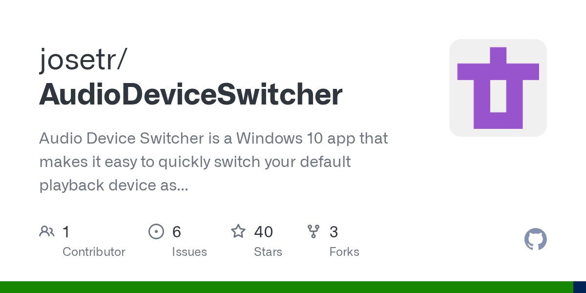 GitHub josetr/AudioDeviceSwitcher Audio Device Switcher is a Windows