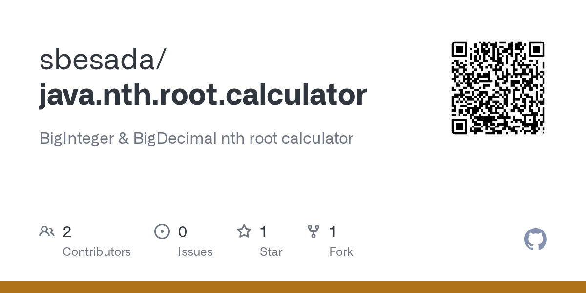GitHub sbesada/java.nth.root.calculator BigInteger & BigDecimal nth