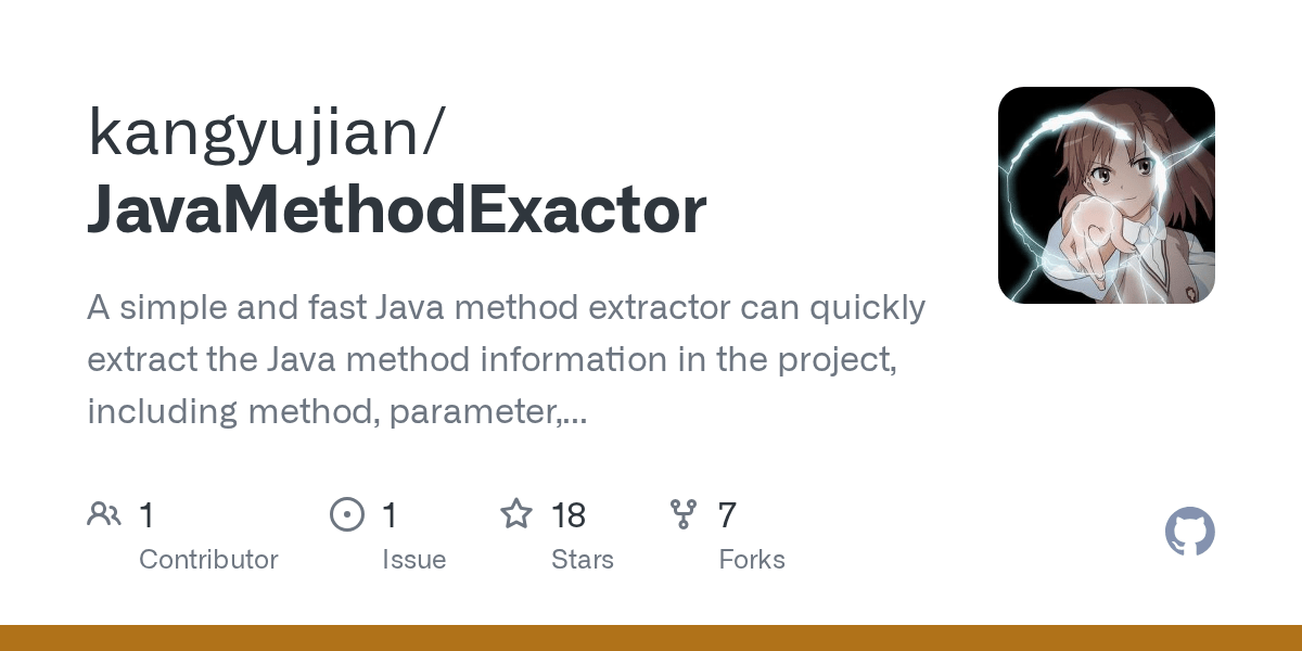 GitHub kangyujian/JavaMethodExactor A simple and fast Java method