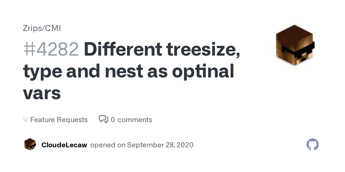 Different treesize, type and nest as optinal vars · Zrips CMI