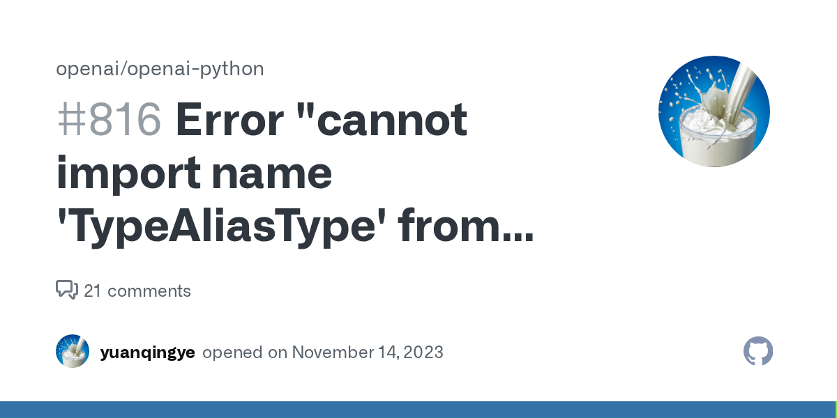 Error "cannot import name 'TypeAliasType' from 'typing_extensions