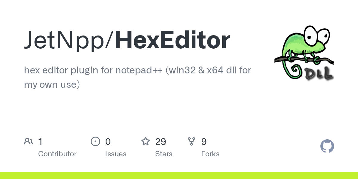 GitHub JetNpp/HexEditor hex editor plugin for notepad++ (win32 & x64 dll for my own use)
