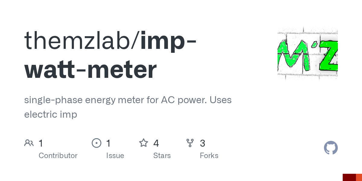 GitHub themzlab/impwattmeter singlephase energy meter for AC power. Uses electric imp
