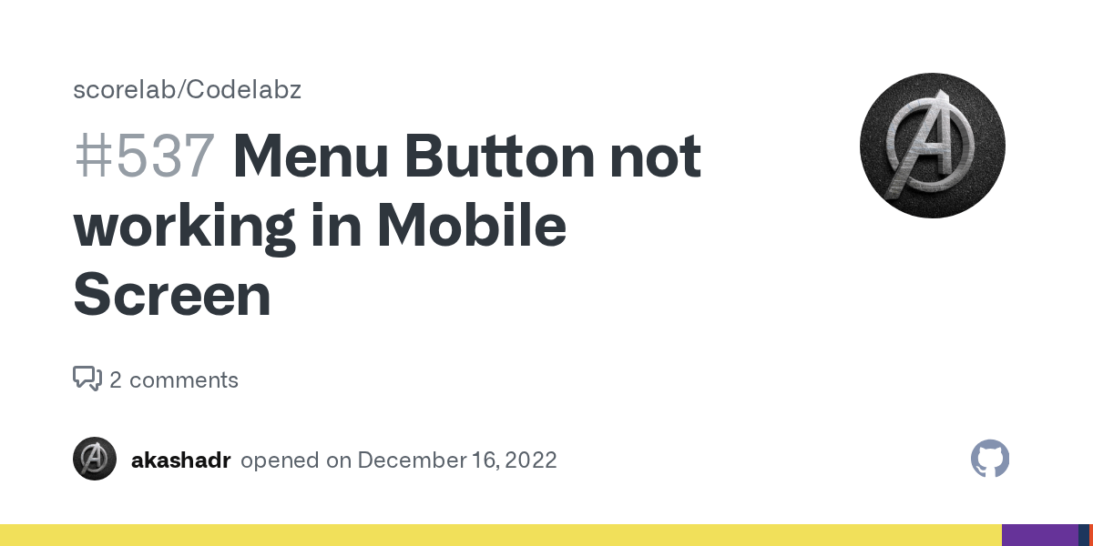 Menu Button not working in Mobile Screen · Issue 537 · scorelab