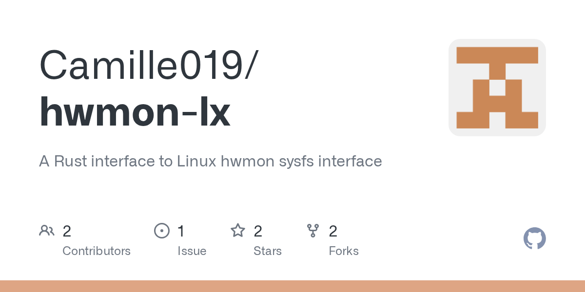 GitHub Camille019/hwmonlx A Rust interface to Linux hwmon sysfs