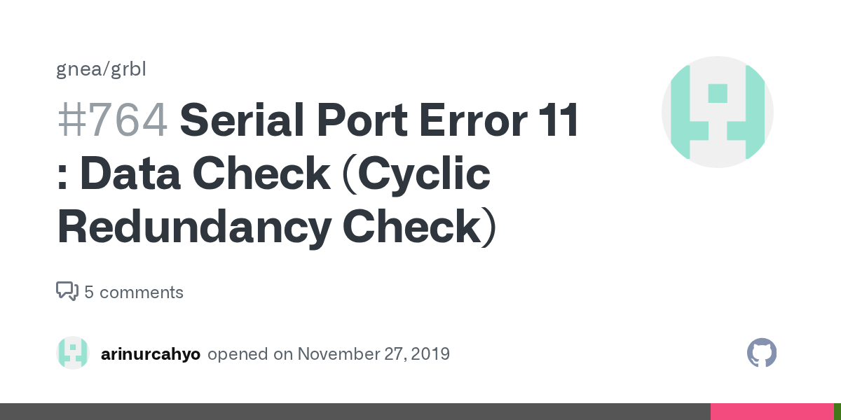 Serial Port Error 11 Data Check (Cyclic Redundancy Check) · Issue
