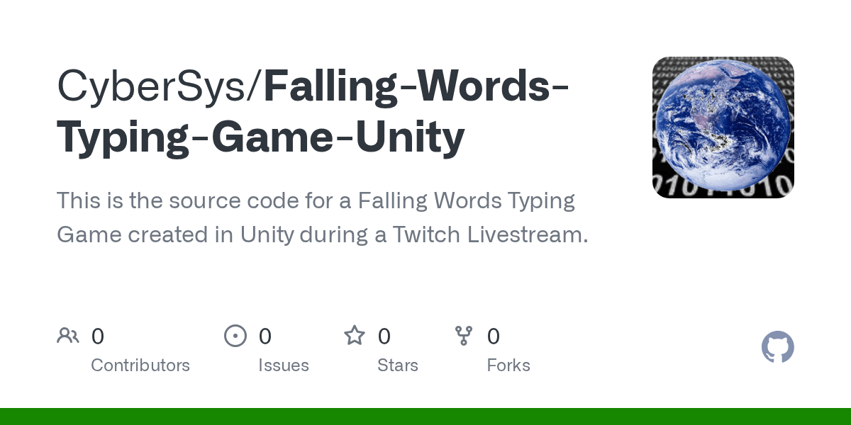 GitHub CyberSys/FallingWordsTypingGameUnity This is the source