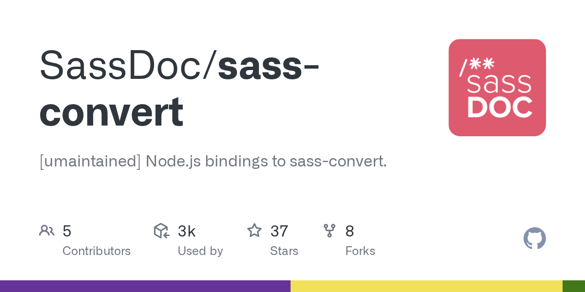GitHub SassDoc/sassconvert [umaintained] Node.js bindings to sass