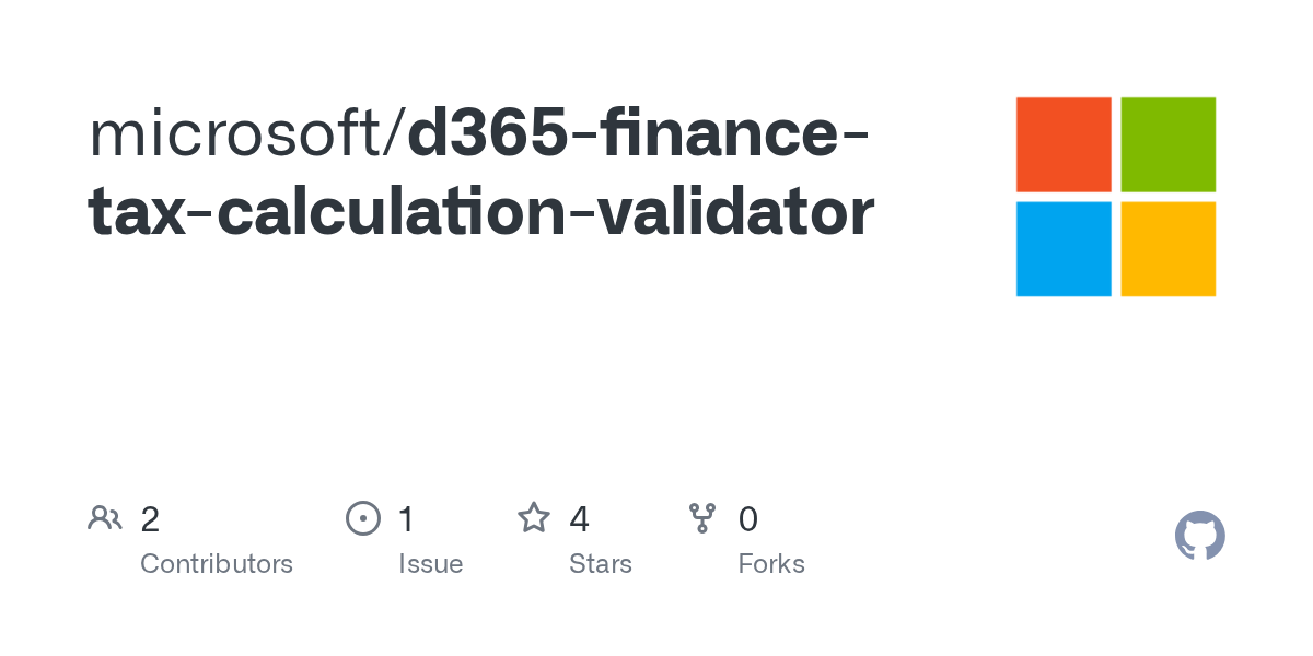 GitHub microsoft/d365financetaxcalculationvalidator
