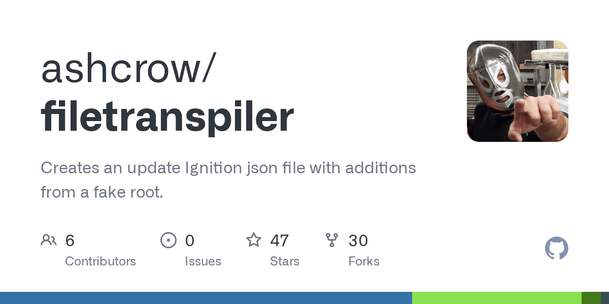GitHub ashcrow/filetranspiler Creates an update Ignition json file