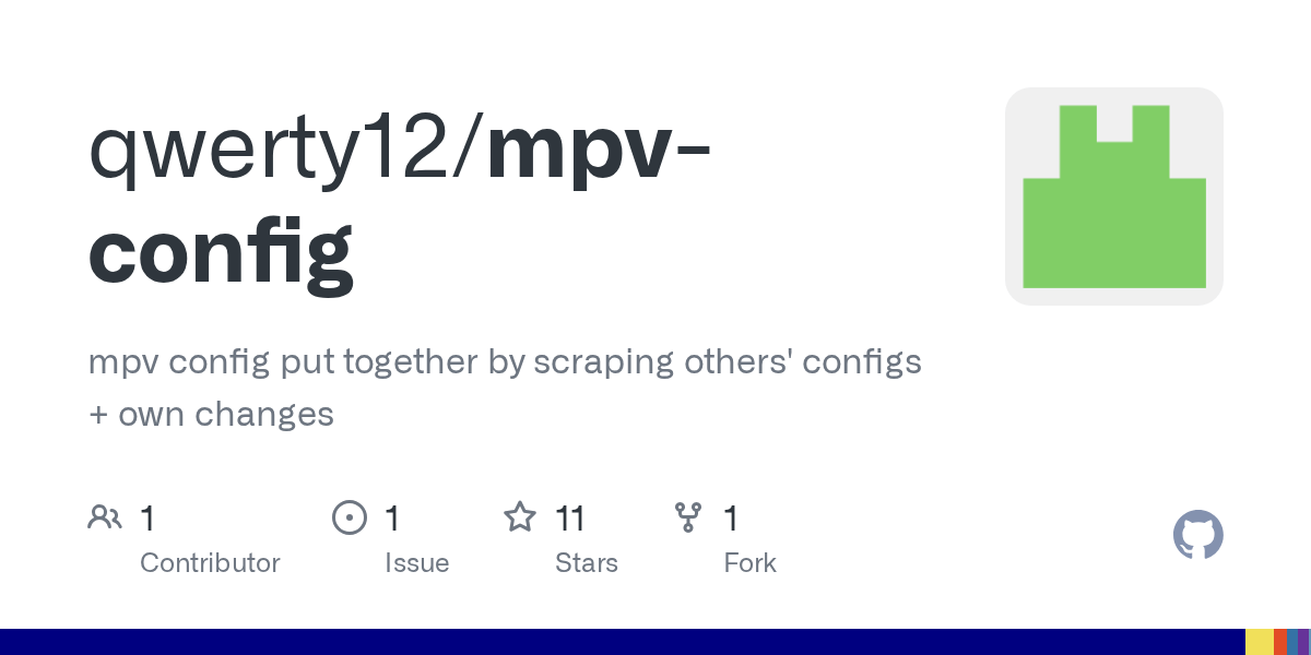 GitHub qwerty12/mpvconfig mpv config put together by scraping