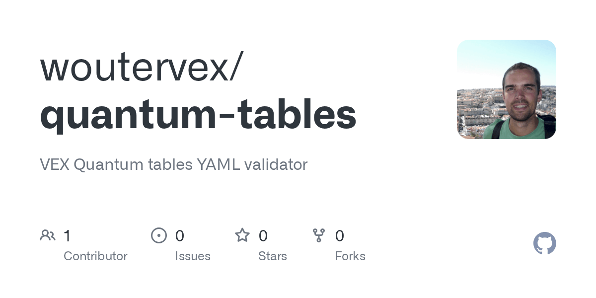 GitHub woutervex/quantumtables VEX Quantum tables YAML validator