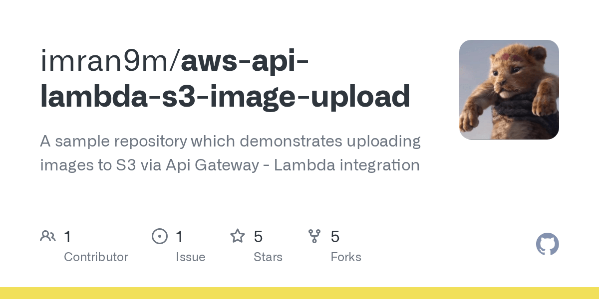 GitHub imran9m/awsapilambdas3imageupload A sample repository which demonstrates
