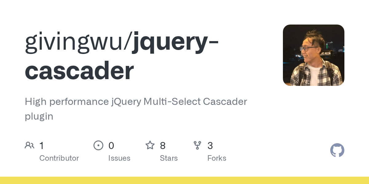 GitHub givingwu/jquerycascader High performance jQuery MultiSelect