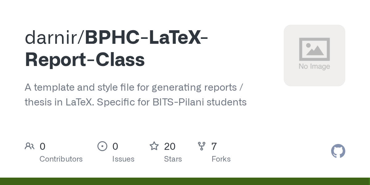 GitHub darnir/BPHCLaTeXReportClass A template and style file for