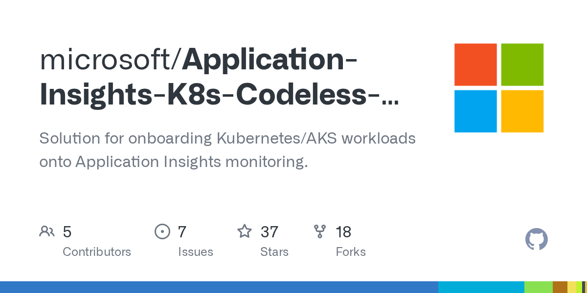 GitHub microsoft/ApplicationInsightsK8sCodelessAttach Solution